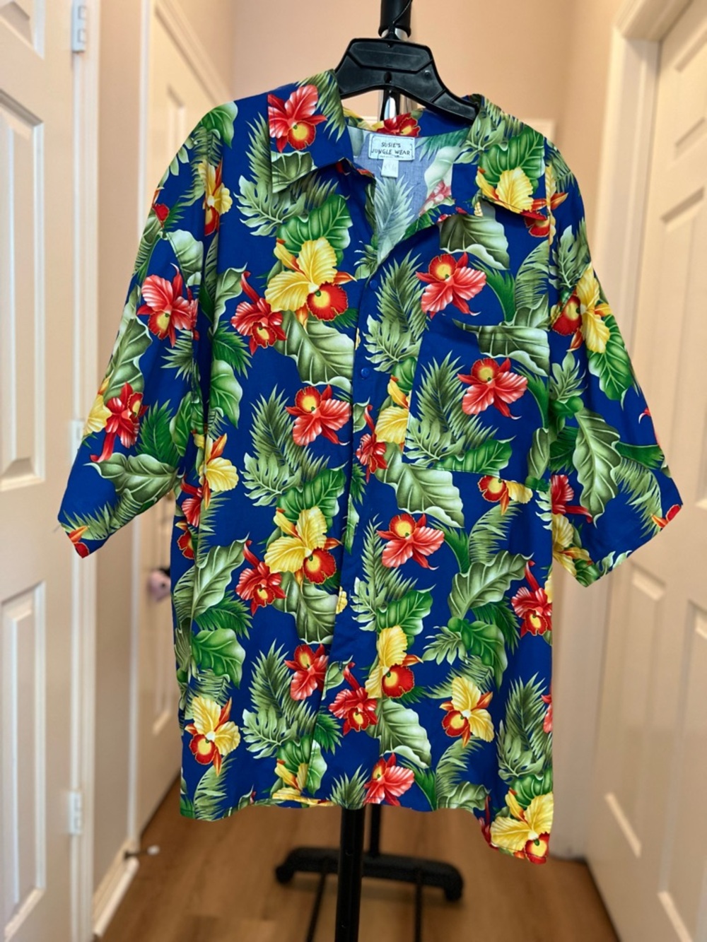 Blue Tropical Floral Hawaiian Camp Shirt - Classic Resort Style